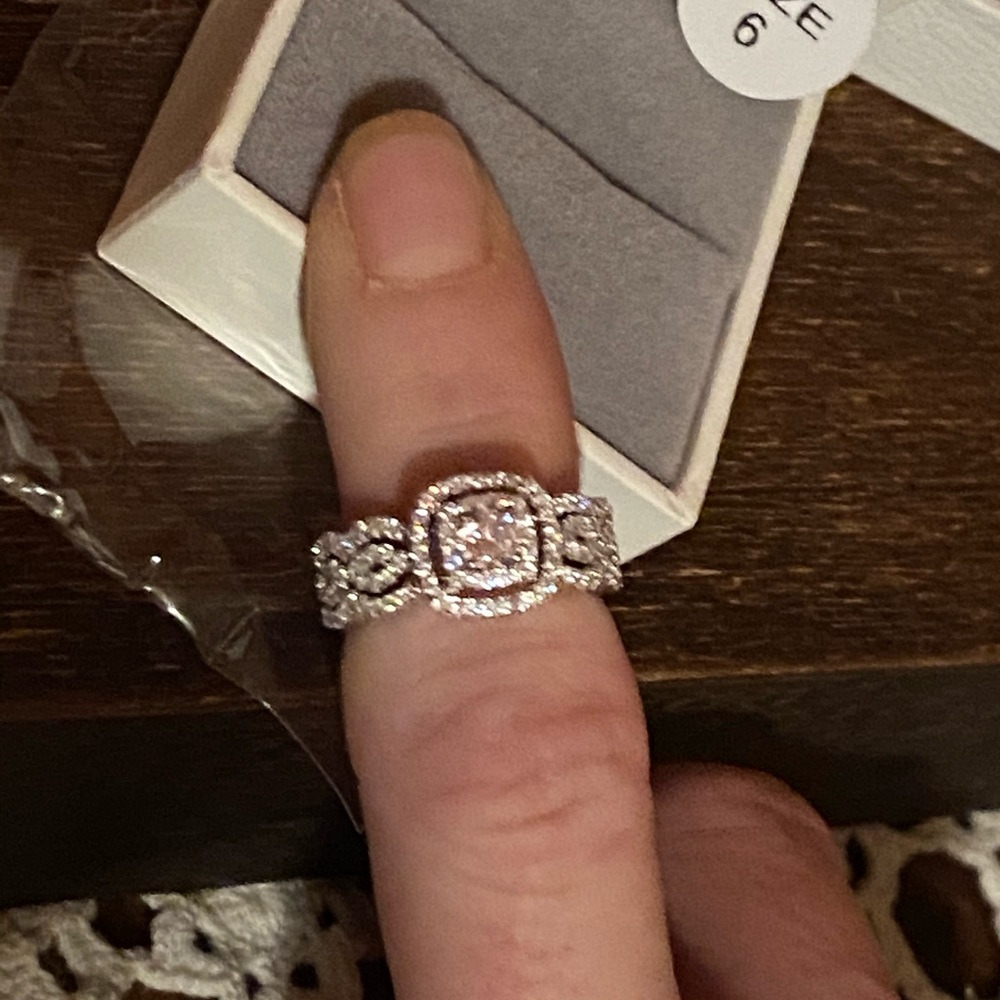 Vintage Halo Diamonique Infinite 3pc Bridal Set